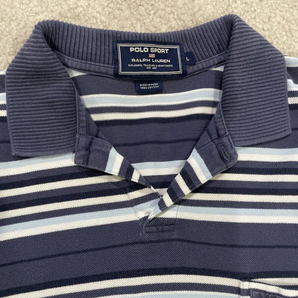 Polo Sport Ralph Lauren Mens Large Striped Logo Preowned